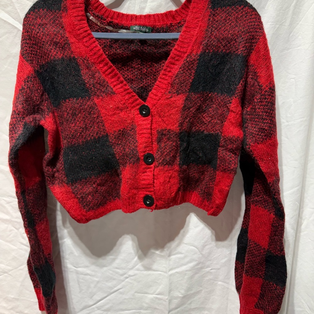 Plaid Red and Black Women's Sweater